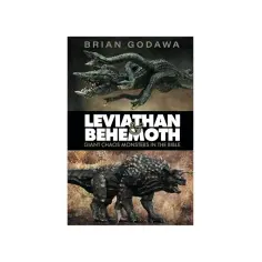 Okładka książki "Leviathan & Behemoth" Briana Godawy, przedstawiająca mityczne potwory, w tym biblijnego lewiatana.