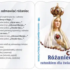 Instrukcja odmawiania różańca, z Matką Bożą Fatimską i koroną. Modlitwa fatimska jako ratunek dla świata.