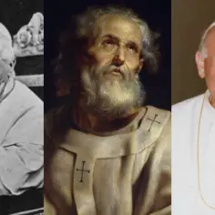 Trzech papieży: Pius X, św. Piotr i Jan Paweł II. Ikony pontyfikatów XX wieku.