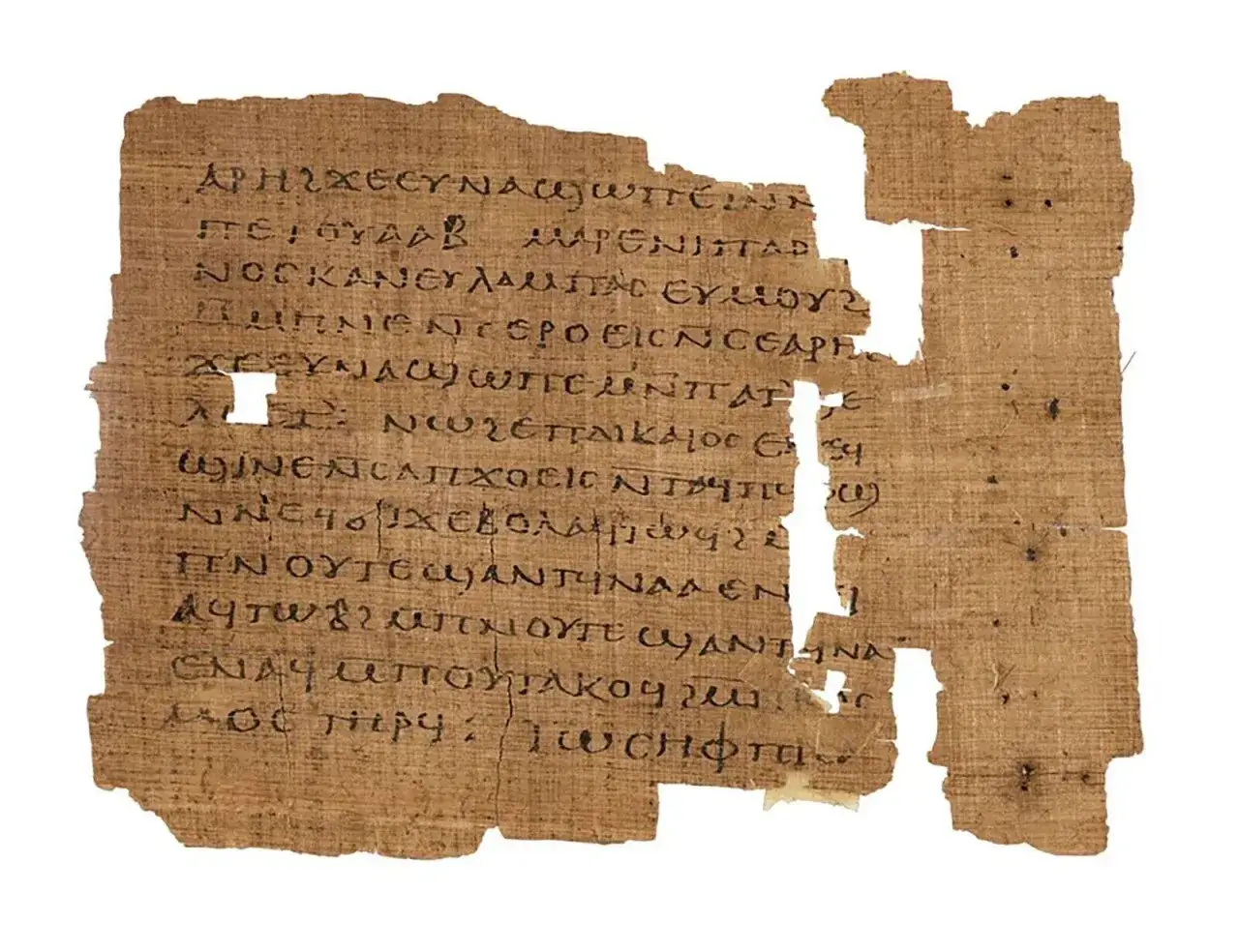 Fragment papirusu z greckim tekstem, prawdopodobnie zawierającym apokryfy Nowego Testamentu.