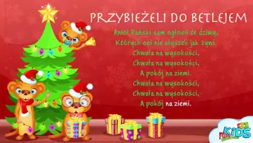 Przybieżeli do Betlejem! Urocze misie w świątecznych czapkach przy choince śpiewają kolędę.