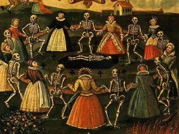 Taniec śmierci, danse macabre, gdzie szkielety porywają ludzi do ostatniego tańca. W kręgu życia i śmierci, wszyscy tańczą razem.